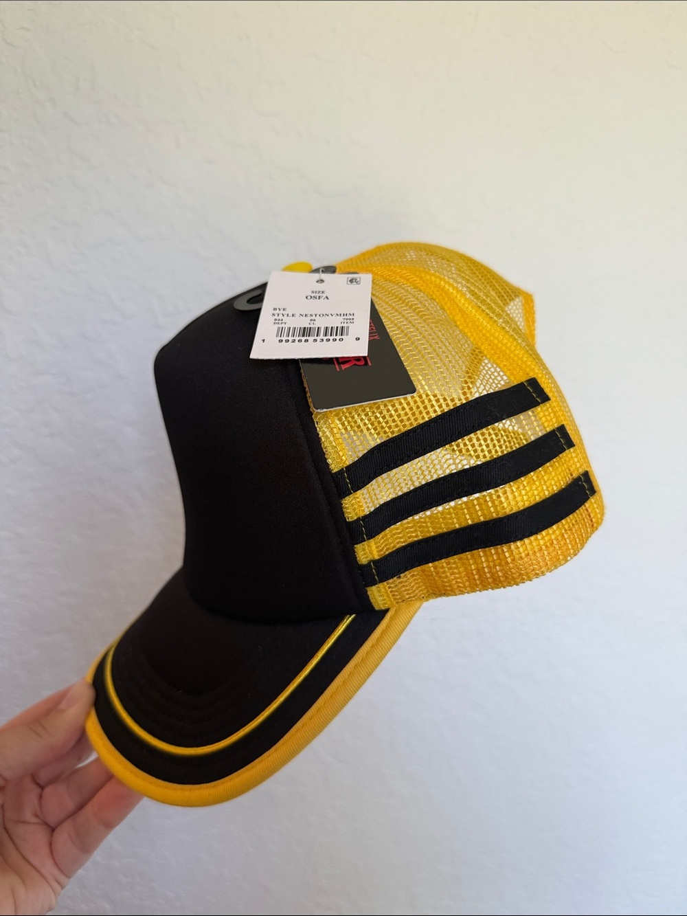 Stranger Things Netflix Trucker Hat Yellow Black Mesh Cap NWT